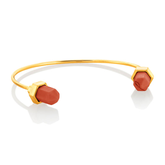 ELYA Women's Open Tipped Bangle Gold Tone Cuff Bracelet