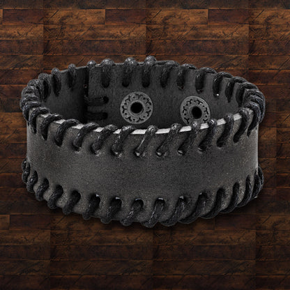 Men's Leather Stitched Cuff Bracelet