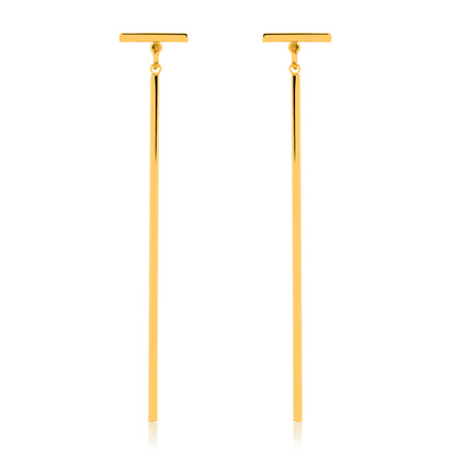 ELYA Women's Gold Tone Polished Bar Dangle Earrings