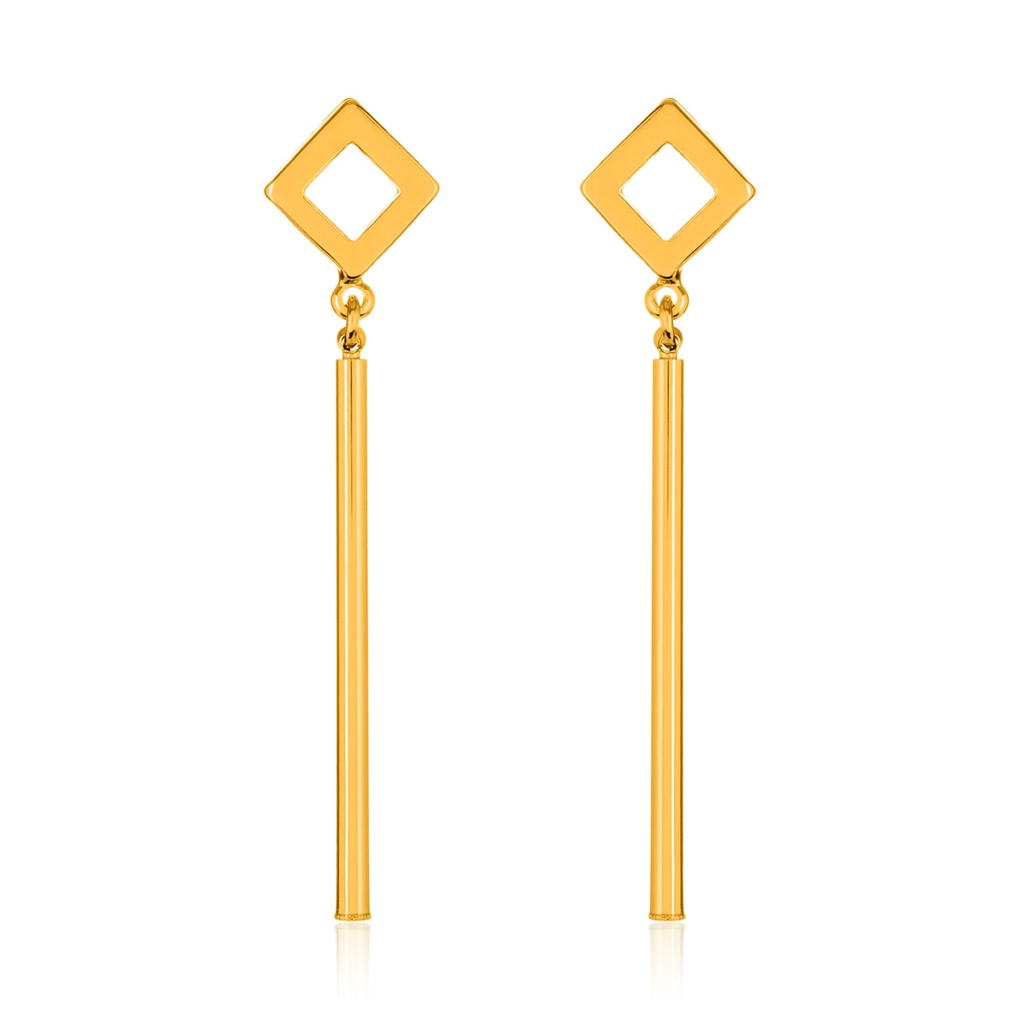 ELYA Women's Gold Tone Polished Diamond Shape Dangle Earrings