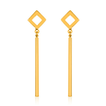 ELYA Women's Gold Tone Polished Diamond Shape Dangle Earrings