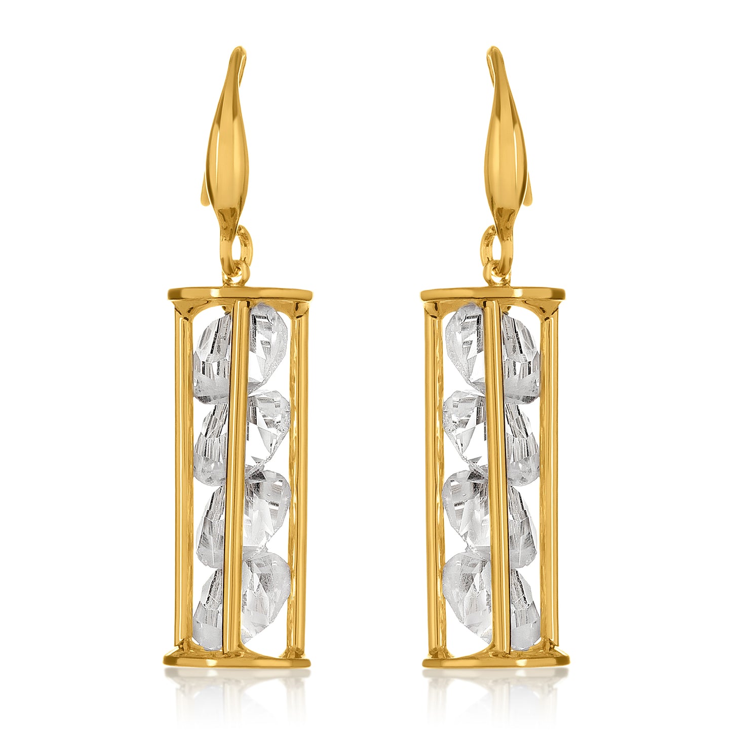 ELYA Women's Gold Tone Caged Crystals Dangle Earrings