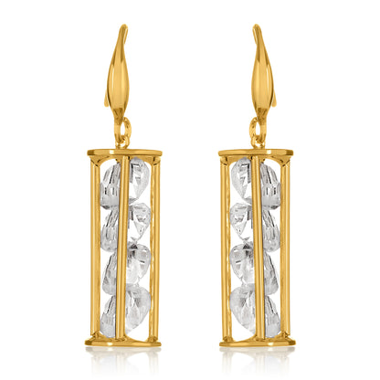 ELYA Women's Gold Tone Caged Crystals Dangle Earrings