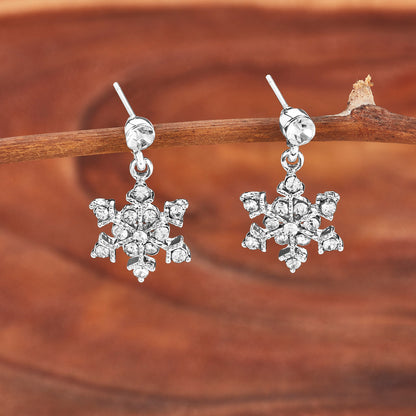 ELYA Women's Crystal Snowflakes Dangle Earrings