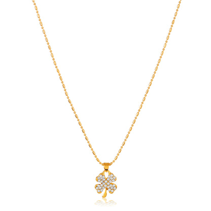 ELYA Women's Gold Tone Crystal Clover Necklace and Earrings Jewelry Set