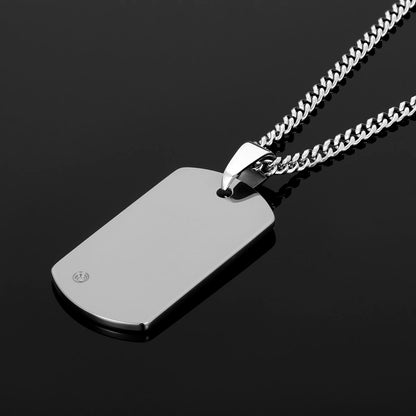 Crucible Men's Tungsten Carbide High Polished Diamond Dog Tag Pendant Necklace