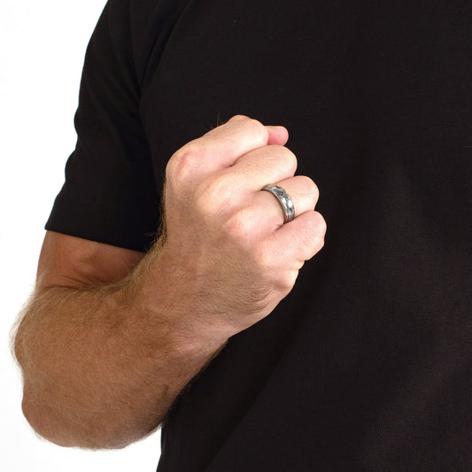 Polished Grooved Tungsten Carbide Wedding Band Ring (7mm Wide)