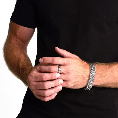 Polished Grooved Tungsten Carbide Wedding Band Ring (7mm Wide)