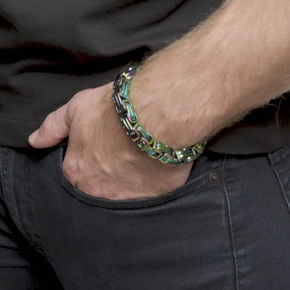 Men's Byzantine Chain Stainless Steel Bracelet (11mm Wide)
