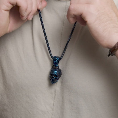 Men's Extra Large 35mm Skull Stainless Steel Necklace - 28"