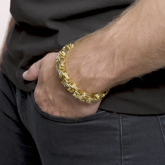 Men's Byzantine Chain Stainless Steel Bracelet (11mm Wide)