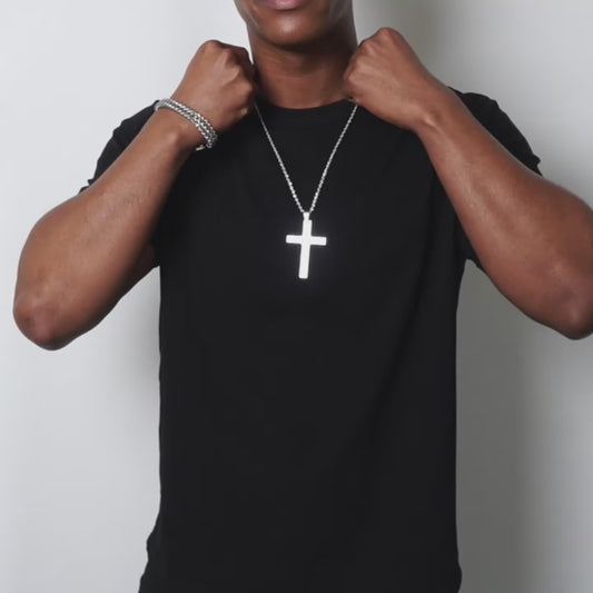 Men's Stainless Steel Layer Cross Pendant Necklace