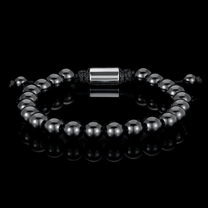 Crucible Los Angeles Polished Black Onyx Natural Stone 8mm Beads on Adjustable Cord Tie Bracelet