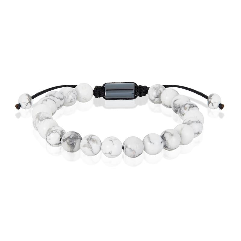 Crucible Los Angeles Howlite Natural Stone 8mm Beads on Adjustable Cord Tie Bracelet