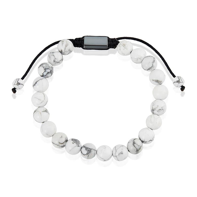 Howlite Natural Stone 8mm Beads on Adjustable Cord Tie Bracelet
