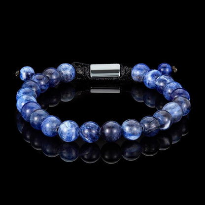 Crucible Los Angeles Sodalite Natural Stone 8mm Beads on Adjustable Cord Tie Bracelet