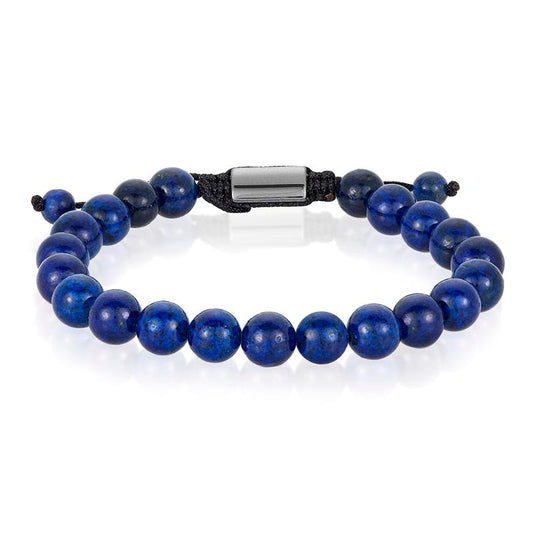 Lapis Lazuli Natural Stone 8mm Beads on Adjustable Cord Tie Bracelet