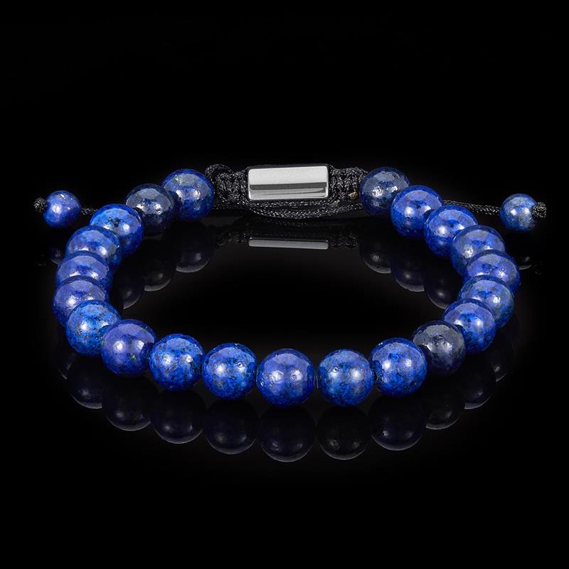 Crucible Los Angeles Lapis Lazuli Natural Stone 8mm Beads on Adjustable Cord Tie Bracelet