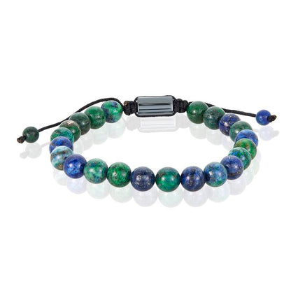 Crucible Los Angeles Azurite Chrysocolla Natural Stone 8mm Beads on Adjustable Cord Tie Bracelet