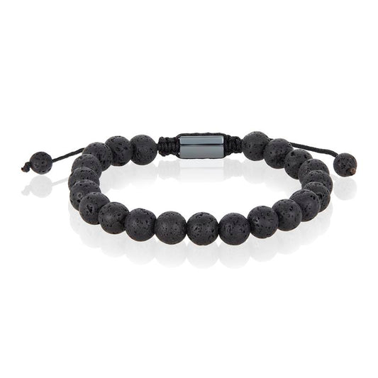 Lava Natural Stone 8mm Beads on Adjustable Cord Tie Bracelet