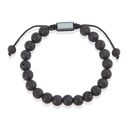 Crucible Los Angeles Lava Natural Stone 8mm Beads on Adjustable Cord Tie Bracelet