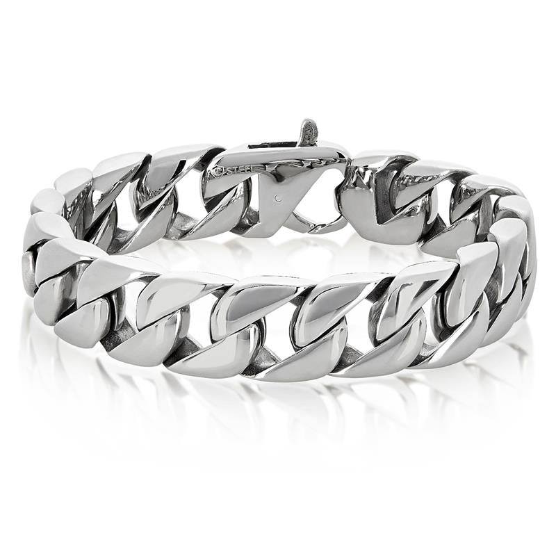 Crucible 15mm Polished Stainless Steel Curb Chain Bracelet