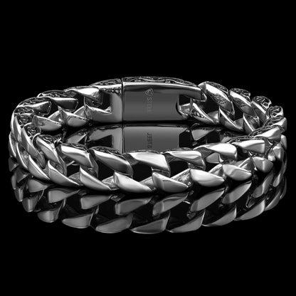Crucible 12mm Antiqued Stainless Steel Curb Chain Bracelet