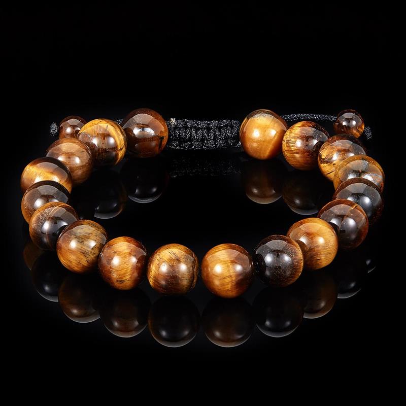 Crucible Los Angeles Tiger Eye 10mm Polished Natural Stone Bead Adjustable Bracelet