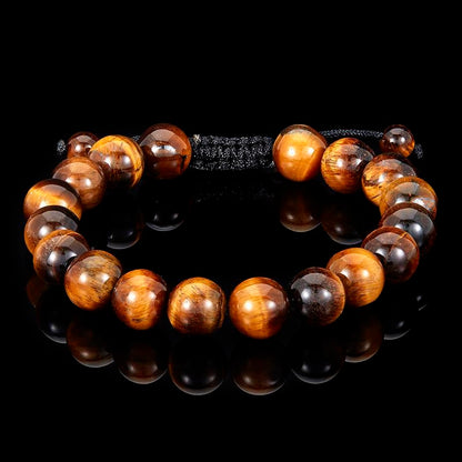 Crucible Los Angeles Tiger Eye 10mm Polished Natural Stone Bead Adjustable Bracelet