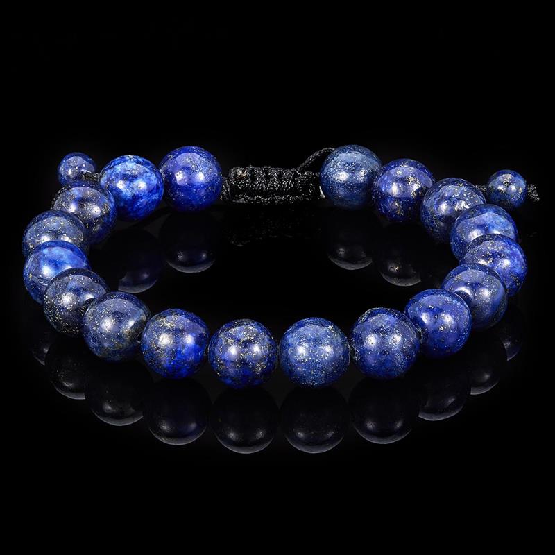 Crucible Los Angeles Lapis Lazuli 10mm Polished Natural Stone Bead Adjustable Bracelet