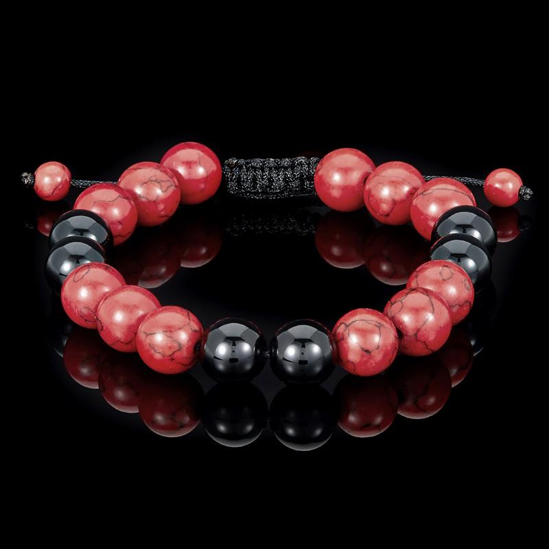 Crucible Los Angeles Polished Dyed Red Turqouise Bead Adjustable Bracelet