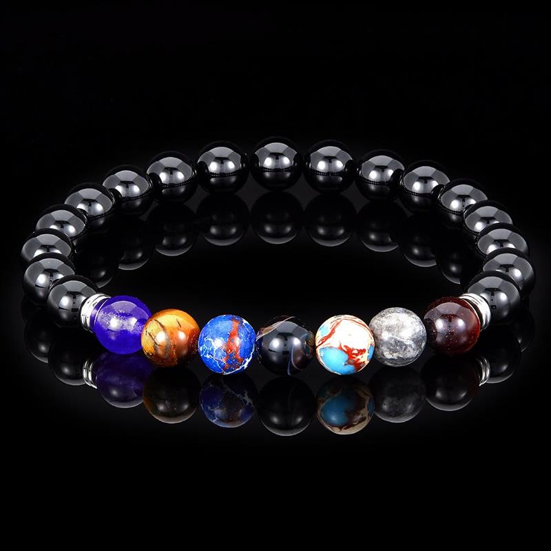 Crucible Los Angeles Polished Multi-Color Natural Stones Beaded Stretch Bracelet (8mm)