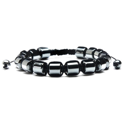 Crucible Los Angeles Hematite Stone Beaded Adjustable Bracelet (8mm)