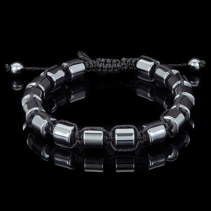 Crucible Los Angeles Hematite Stone Beaded Adjustable Bracelet (8mm)