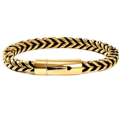 Crucible Los Angeles Gold Polished 8mm Stainless Steel Franco Chain Bracelet