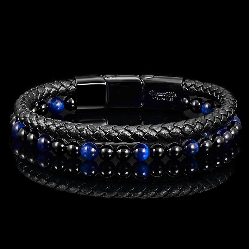 Blue Sapphire Bracelet, 24k Rose Gold vermeil, Mens Bracelet, Mens Jewelry,  Mens Gift, Boyfriend gift, Husband Gift, Mens Beaded Bracelet