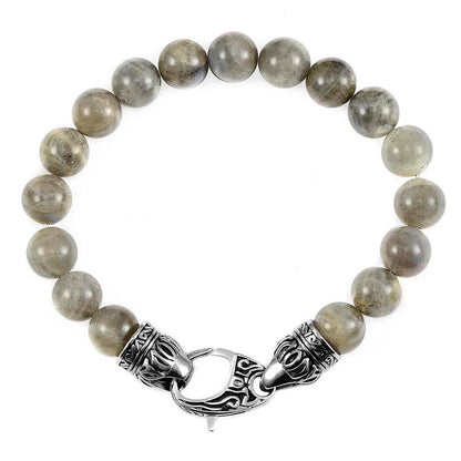 Crucible Los Angeles 10mm Labradorite Bead Bracelet with Stainless Steel Antiqued Lobster Clasp