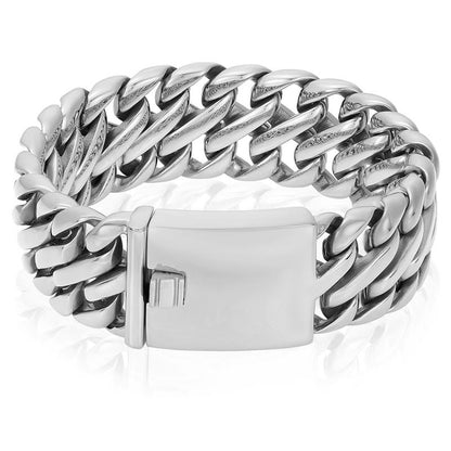 Stainless Steel Fancy Wide Curb Link Bracelet 23mm Wide