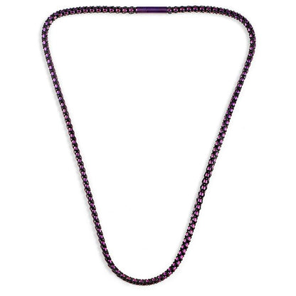 Matte Finish Stainless Steel Box Chain with Black Nylon Cord - 26"