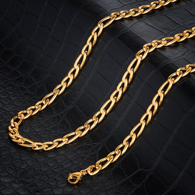Crucible Los Angeles Polished Stainless Steel 8mm Figaro Chain - 20" to 24" - 3 Colors