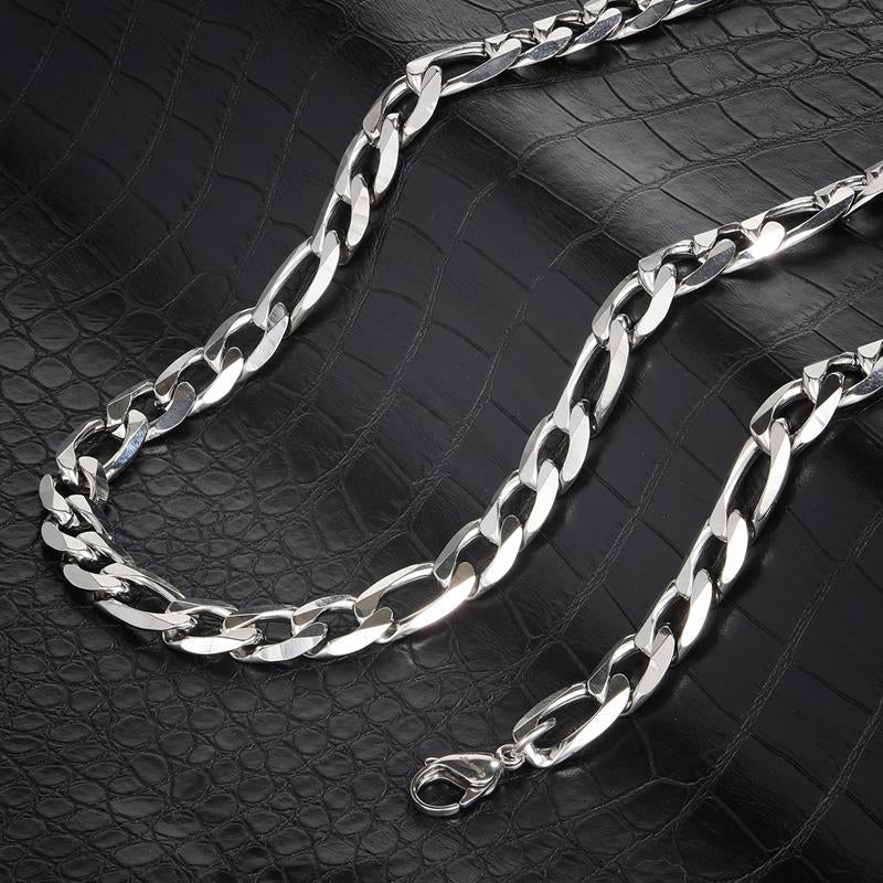 Crucible Los Angeles Polished Stainless Steel 12mm Figaro Chain - 20" to 24"