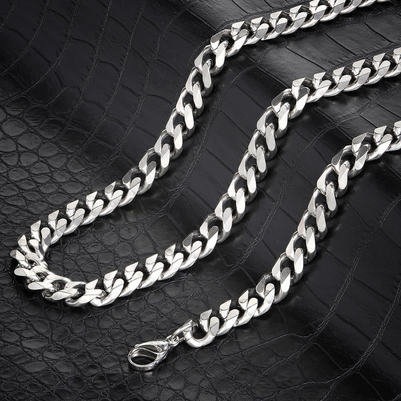 Crucible Los Angeles Stainless Steel 10mm Beveled Curb Chain - 20" to 24"