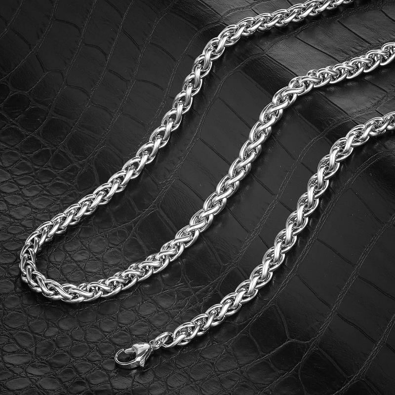 Crucible Los Angeles Polished Stainless Steel 6mm Spiga Wheat Chain - 20" to 24" - 3 Colors