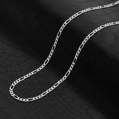 Crucible Los Angeles Polished Stainless Steel 3mm Figaro Chain - 20" to 24"