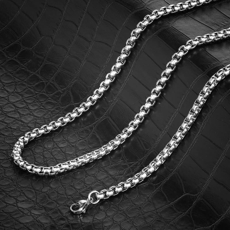 Crucible Los Angeles Polished Stainless Steel 5mm Box Chain - 20" to 28" - 3 Colors