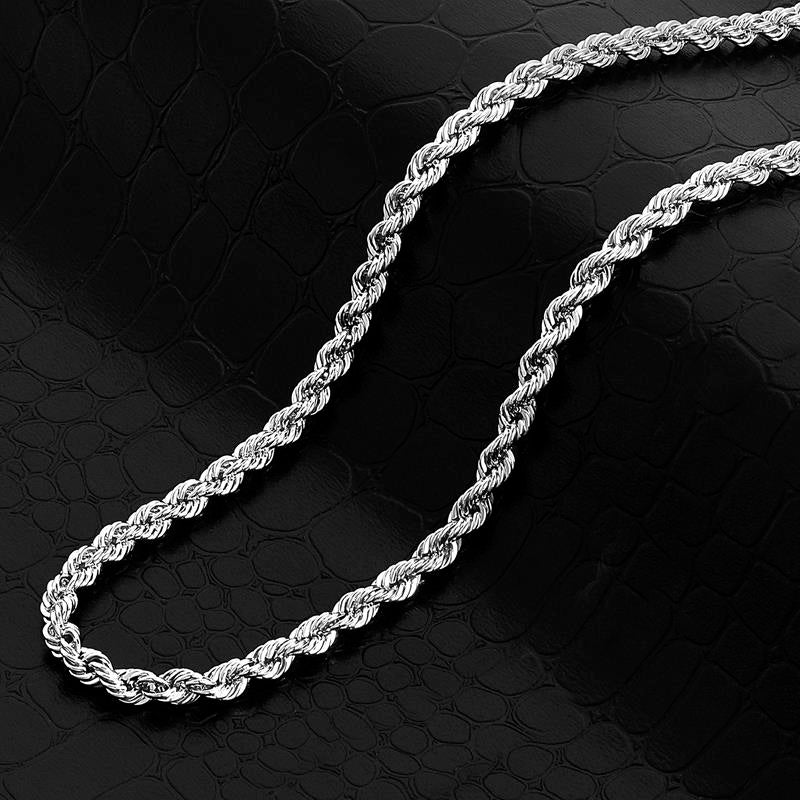 Crucible Los Angeles Polished Stainless Steel 4mm Rope Chain Necklace - 30"