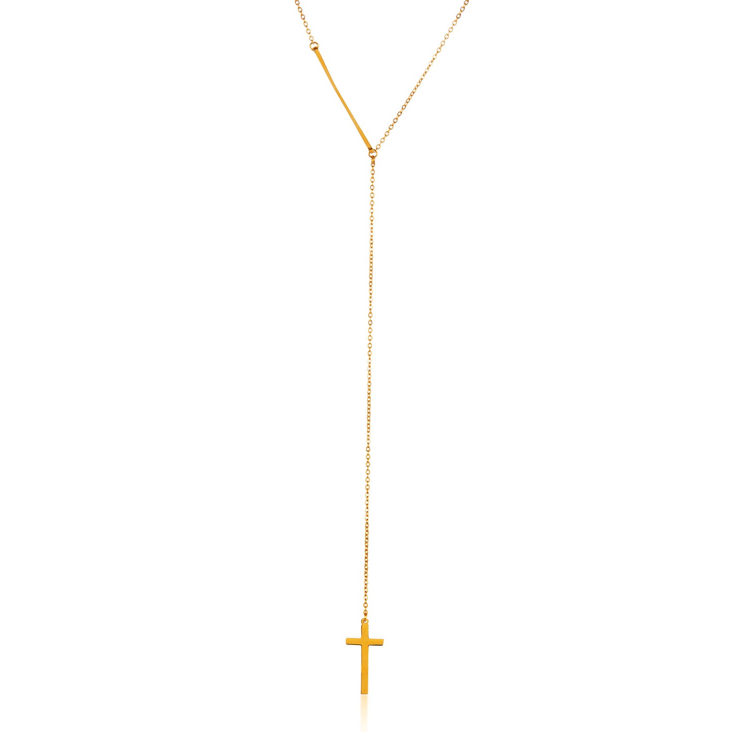 ELYA Women's High Polished Cross Drop Stainless Steel Cable Chain Pendant Necklace