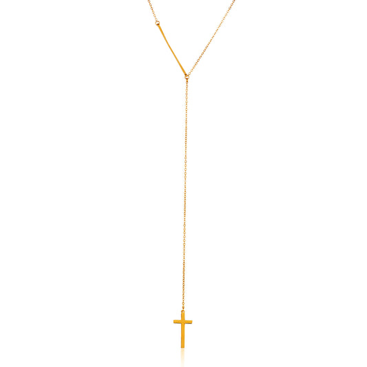 ELYA Women's High Polished Cross Drop Stainless Steel Cable Chain Pendant Necklace