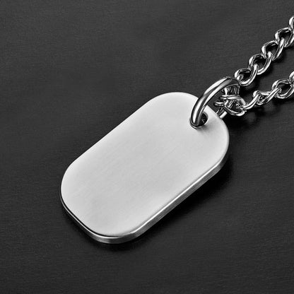 Crucible Los Angeles Stainless Steel Satin Finished Engravable Heavy Dog Tag Pendant Necklace