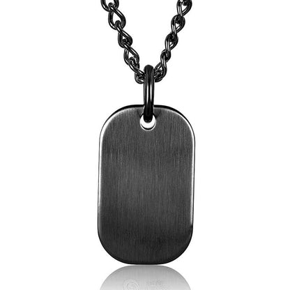 Crucible Los Angeles Stainless Steel Satin Finished Engravable Heavy Dog Tag Pendant Necklace